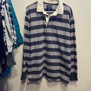 Old Navy gray striped long sleeve rugby shirt size XL
